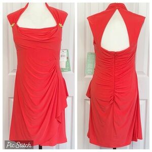 NWT Scarlett Formal Tangerine Orange Ruched Sheath Party Dress 12
